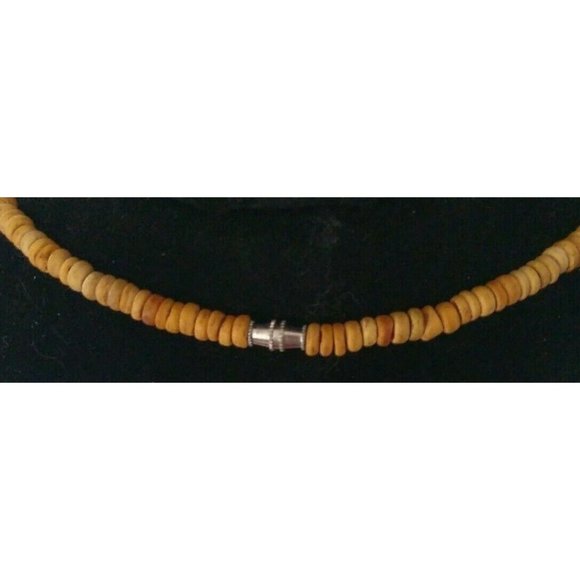Vintage Wood Big Bead Choker Necklace Primitive Primal Statement Brown 18" - Picture 4 of 4
